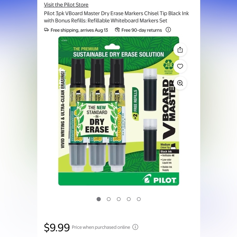 Pilot Board Master Dry Erase Markers with 2 Refills